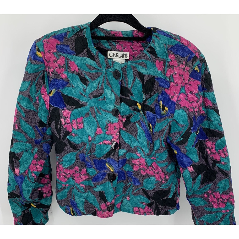 Vintage Garland Quilted Floral Jacket Size Small Grannycore